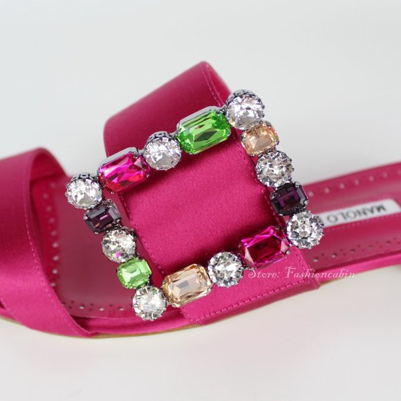 NEW MANOLO BLAHNIK Crystal Buckle Sandals- Evening, Wedding, Cocktail, Party - Picture 4 of 12